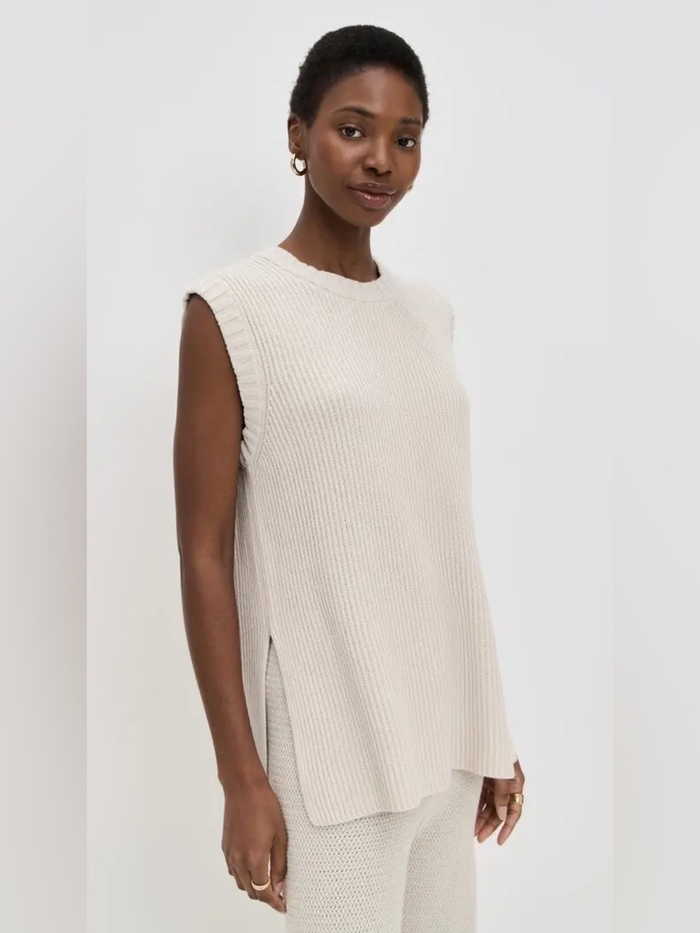 SPLENDID X Cella Jane Tunic Sweater Vest Cream Size Small
